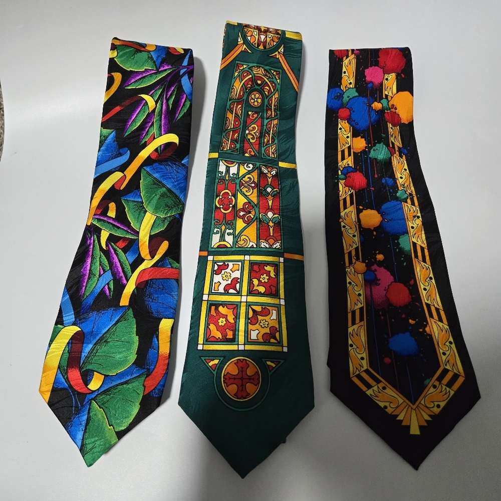 Set Of 3 Rush Limbaugh Ties 100% Silk No Boundaries Collection Colorful Vintage